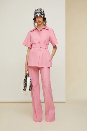 Long tailored trousers in organic cotton and wool