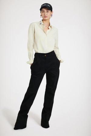 Pantalone svasato in denim bio