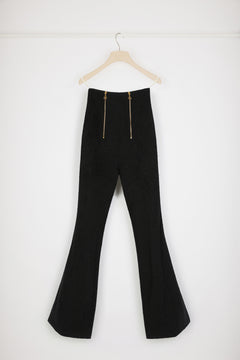 Hose mit ausgestelltem Bein aus Baumwollmix und Tweed