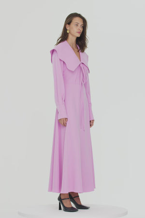 Oversized collar maxi dress in recycled cady