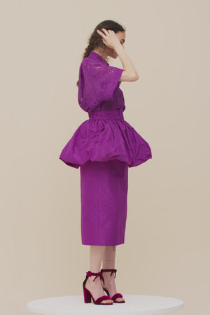 Double layer skirt in eco-friendly faille