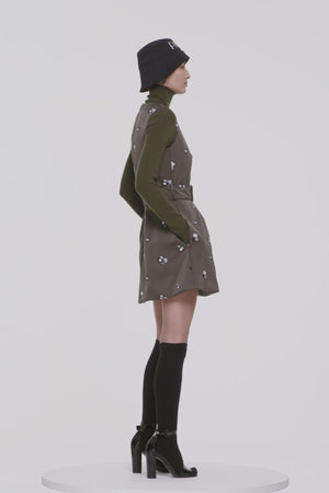 Embroidered mini dress in recycled satin