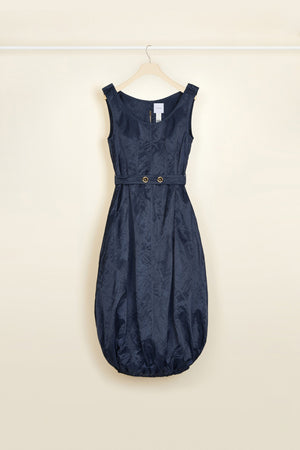 Bubble hem dress in metal satin
